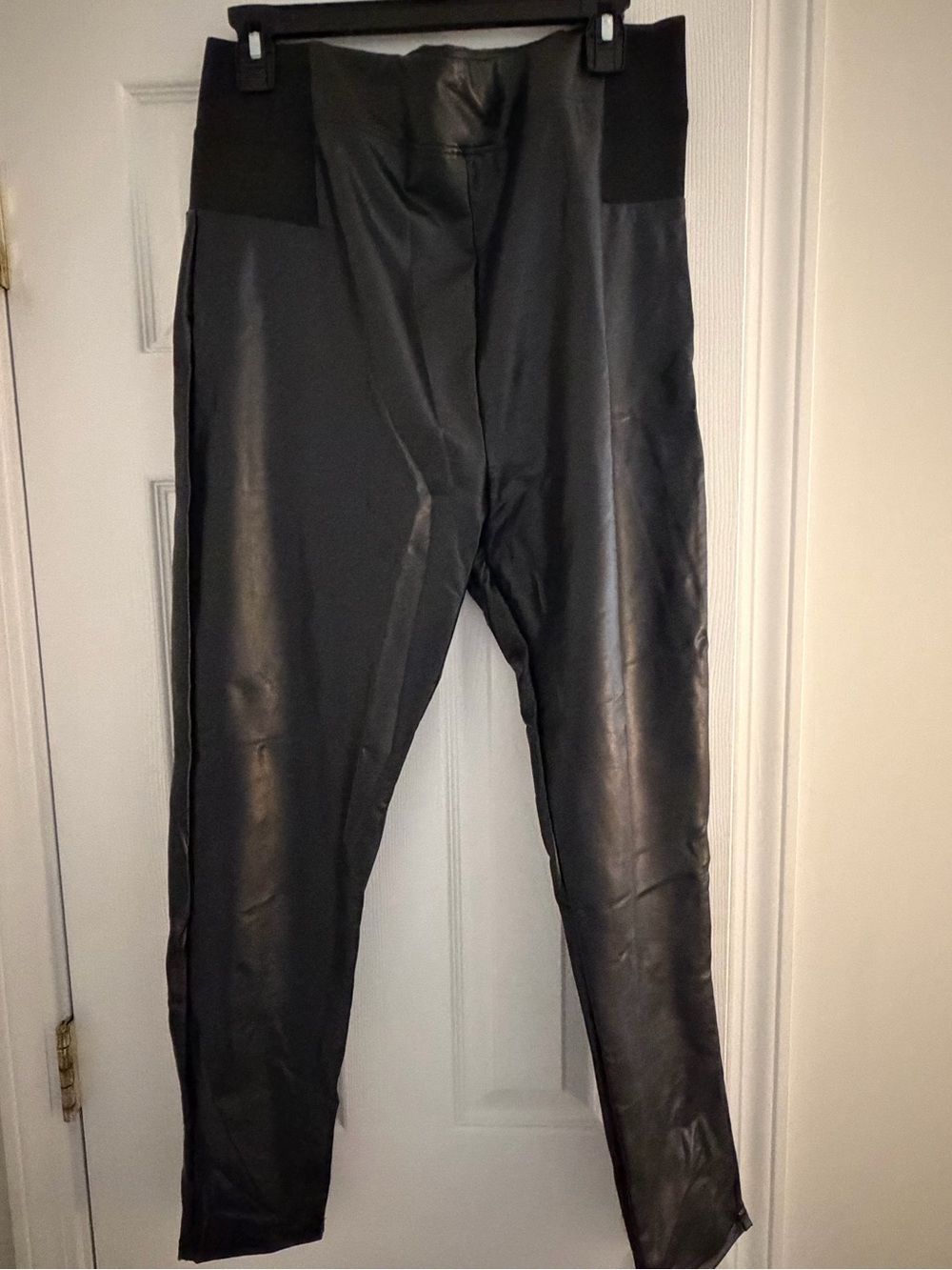 a new day Black Faux Leather Leggings with Stretch Waistband